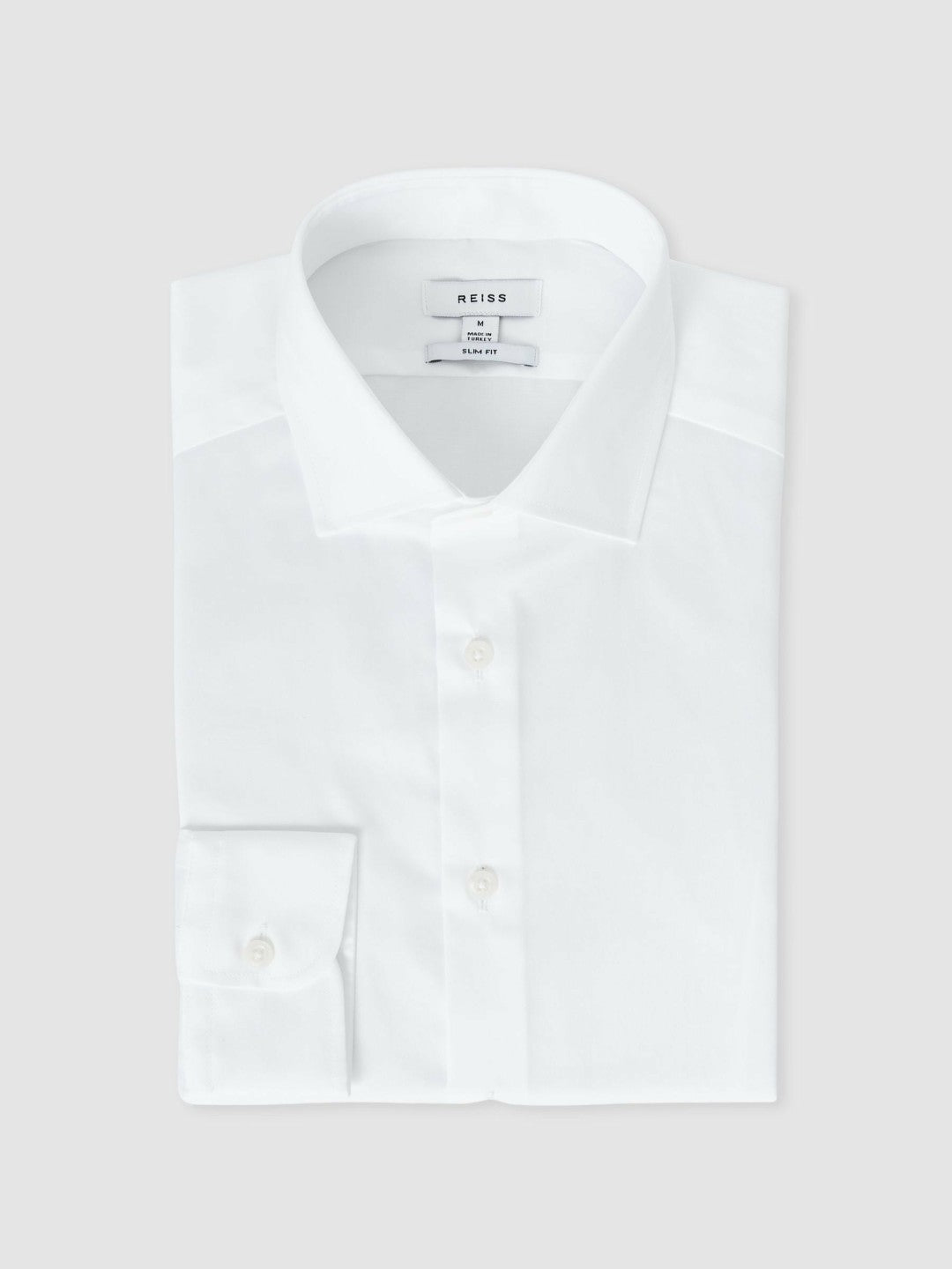 Slim Fit Cotton Sateen Shirt White | Mens