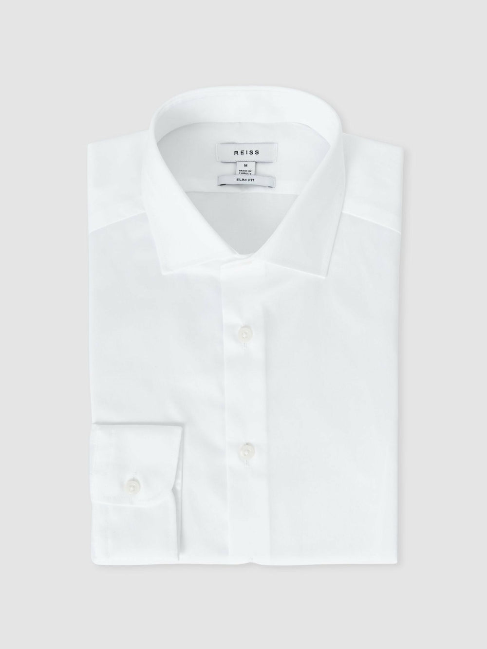 Slim Fit Cotton Sateen Shirt White | Mens
