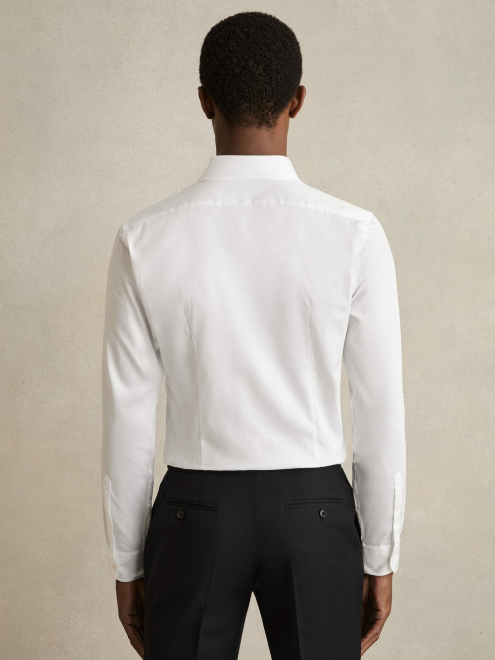 Slim Fit Cotton Sateen Shirt White | Mens