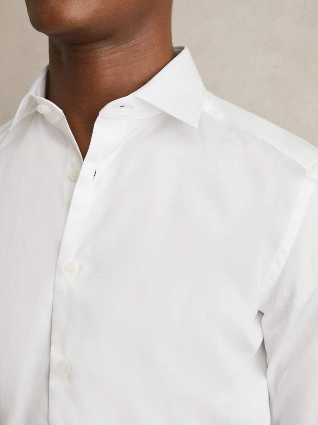 Slim Fit Cotton Sateen Shirt White | Mens