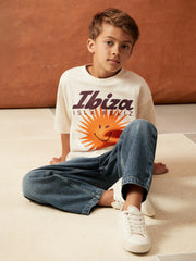 9-13 yrs SmileyWorld Sun Motif T-Shirt Off White | Children
