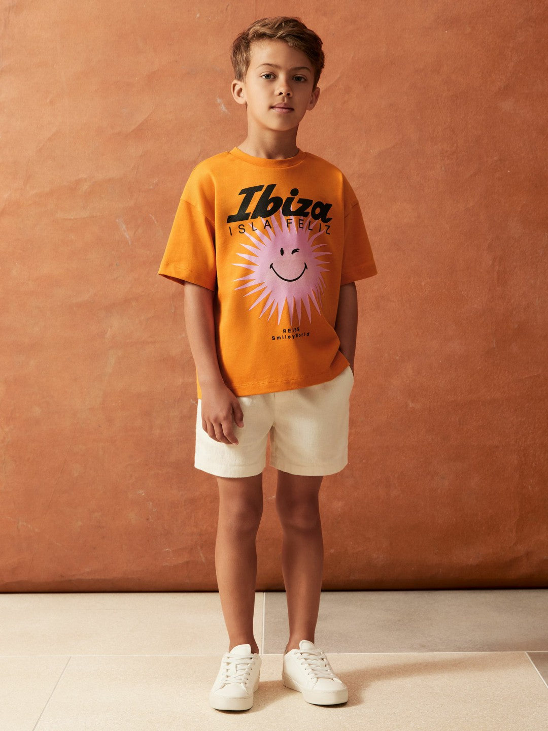 13-14 yrs SmileyWorld Sun Motif T-Shirt Orange | Children
