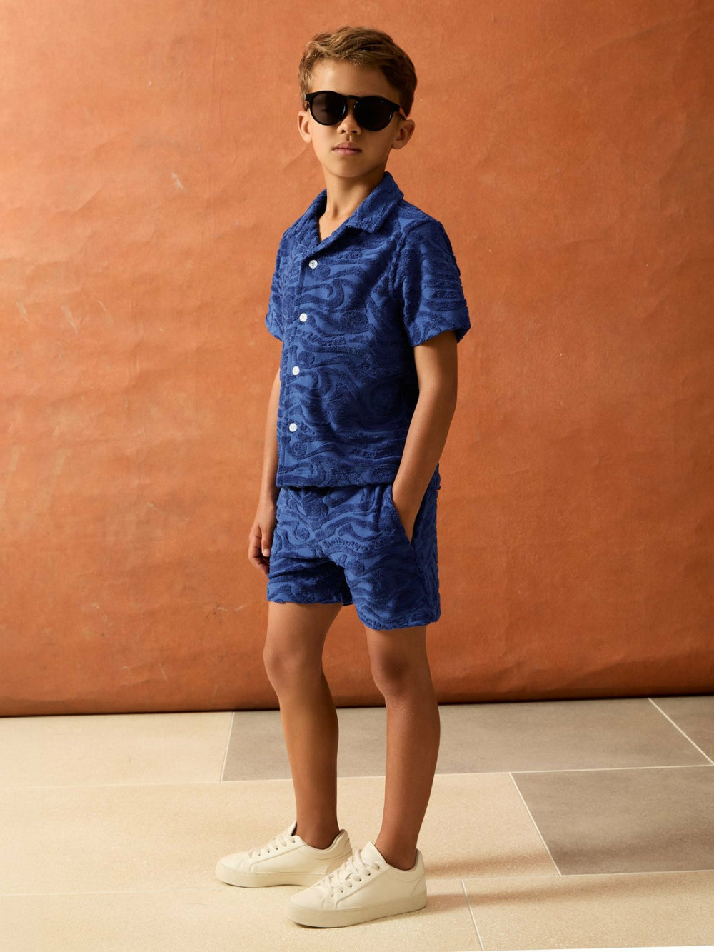 13-14 yrs SmileyWorld Wave Texture Shorts Bright Blue | Children