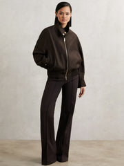 Wool Bomber Jacket Chocolate Brown | Womens