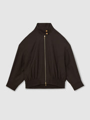 Wool Bomber Jacket Chocolate Brown | Womens