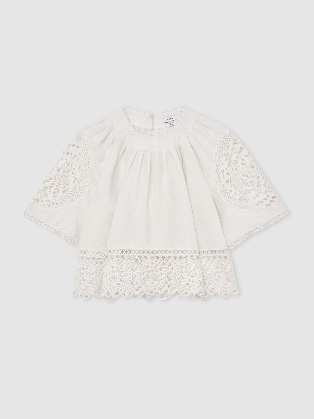 Linen Embroidered Swing Top Ivory | Womens