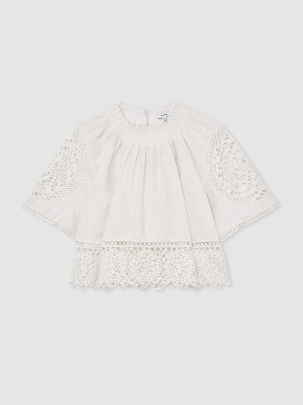 Linen Embroidered Swing Top Ivory | Womens
