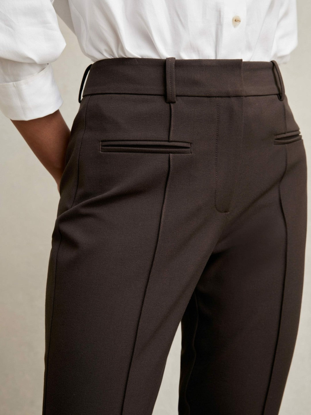 Pintuck Tapered Trousers Chocolate Brown | Womens