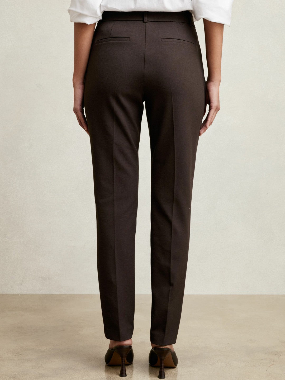 Pintuck Tapered Trousers Chocolate Brown | Womens