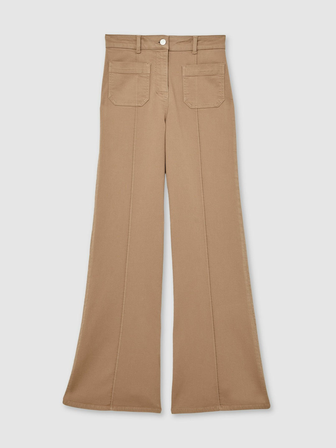 Petite Patch-Pocket Flared Jeans Taupe Neutral | Womens