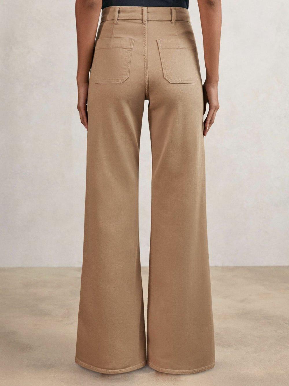 Petite Patch-Pocket Flared Jeans Taupe Neutral | Womens