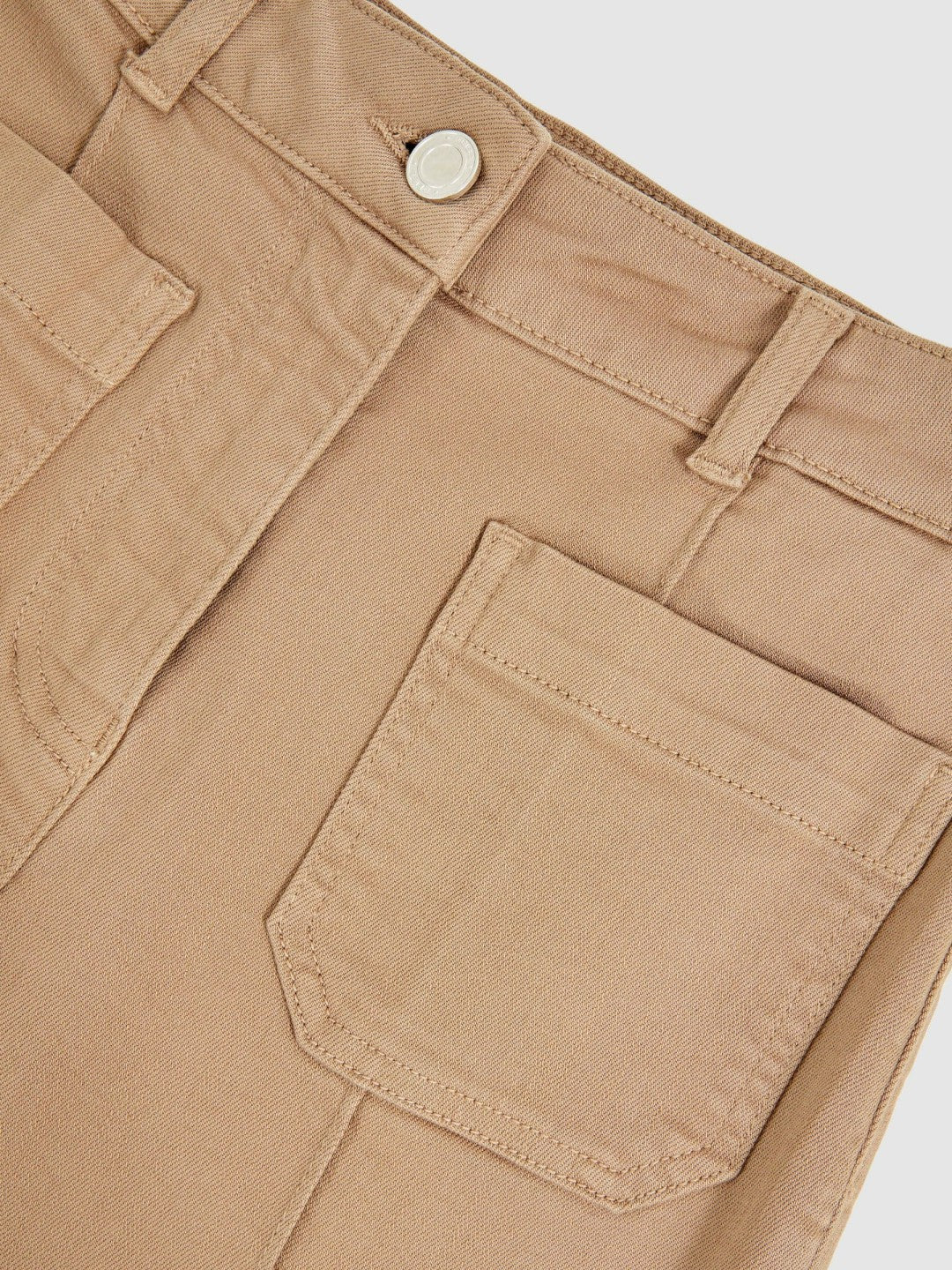 Petite Patch-Pocket Flared Jeans Taupe Neutral | Womens