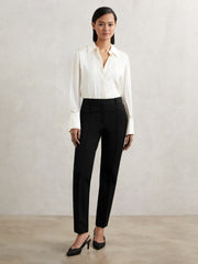 Petite Pintuck Tapered Trousers Black | Womens