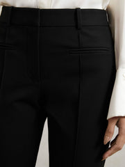 Petite Pintuck Tapered Trousers Black | Womens