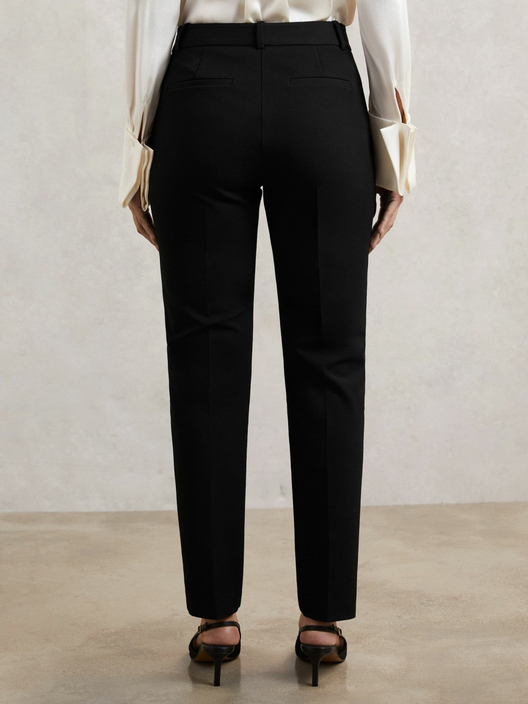 Petite Pintuck Tapered Trousers Black | Womens