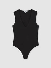 V-Neck Sleeveless Bodysuit Black | Womens