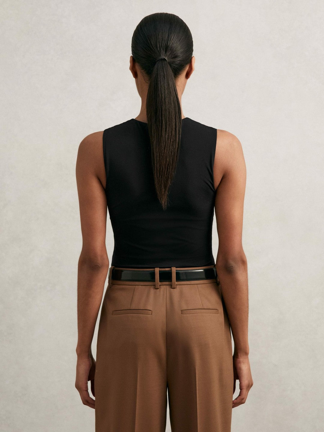 V-Neck Sleeveless Bodysuit Black | Womens