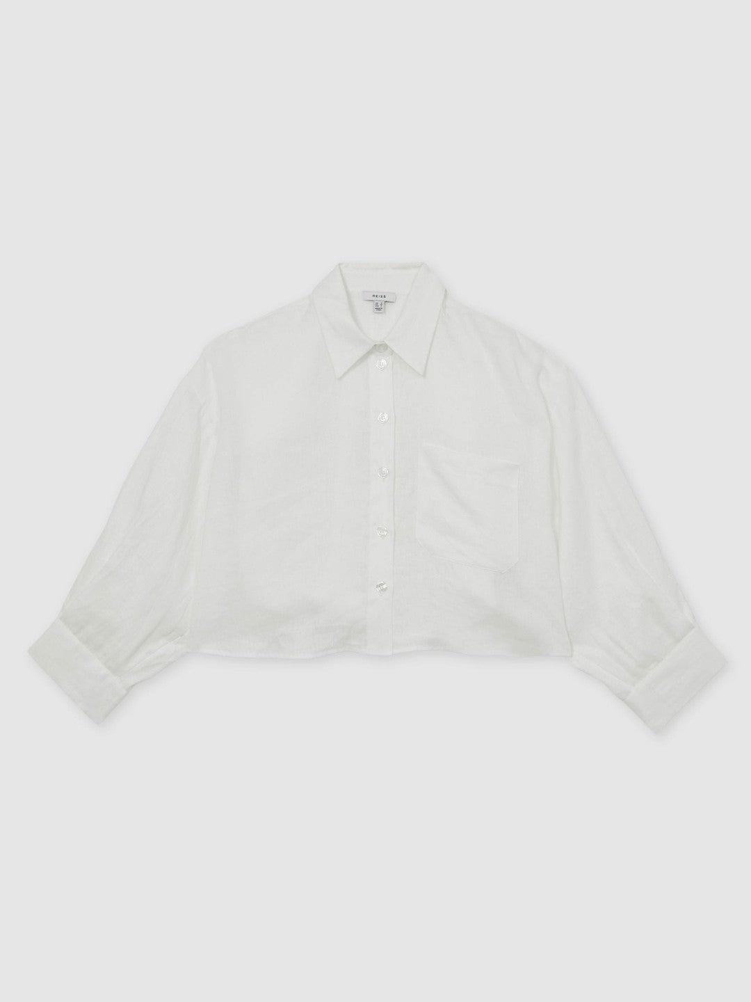 Oversize Linen Cropped Shirt White | Womens