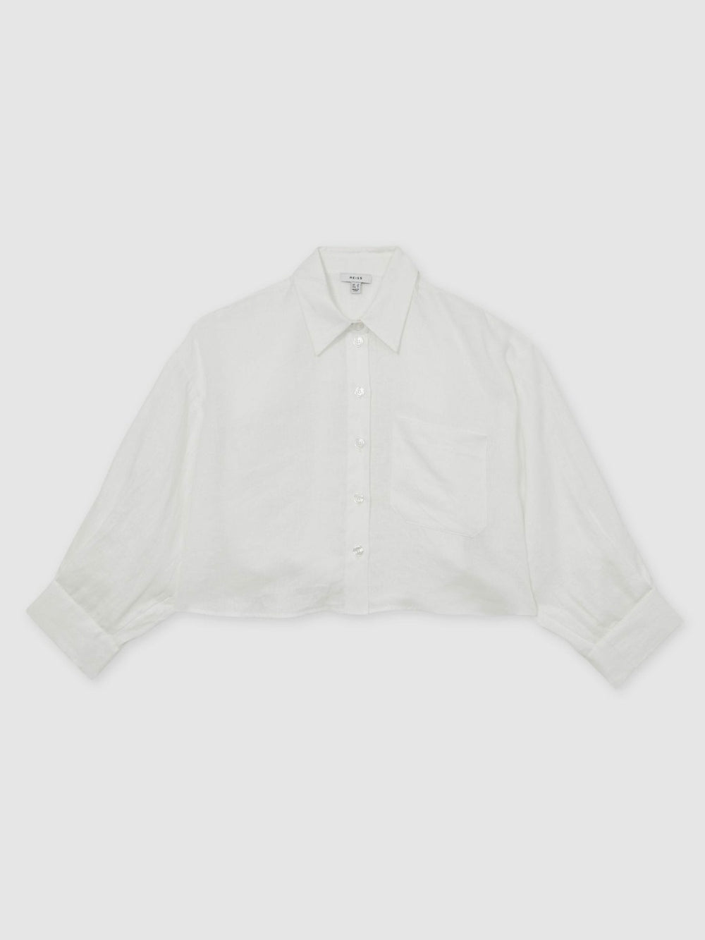 Oversize Linen Cropped Shirt White | Womens