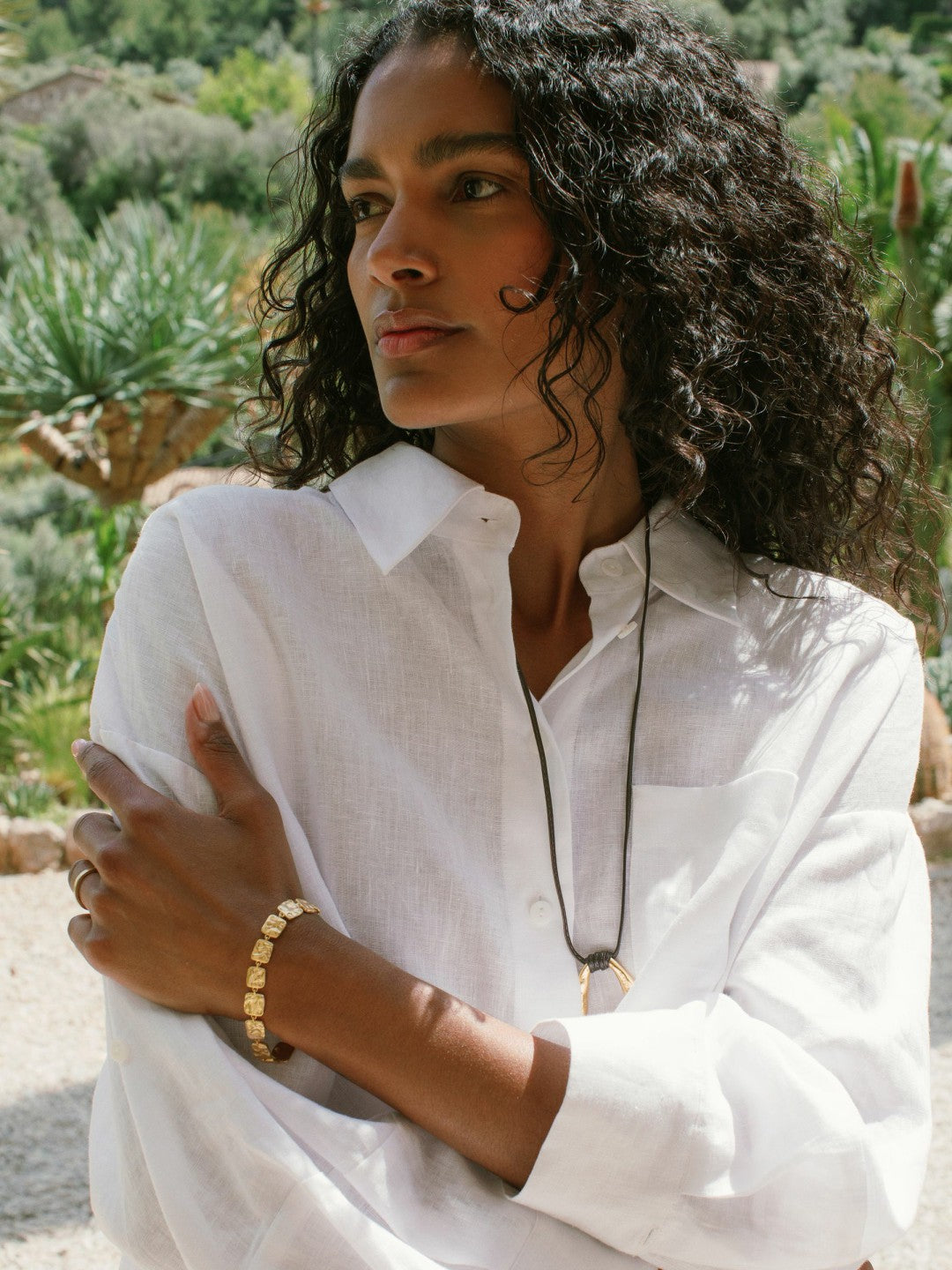 Oversize Linen Cropped Shirt White | Womens