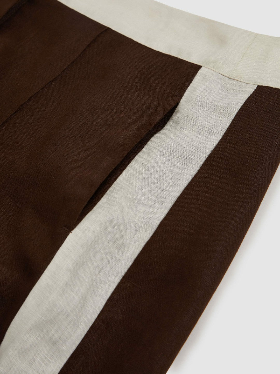Linen Colourblock Shorts Chocolate/Cream | Womens