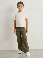 9-13 yrs Cotton Crew Neck T-Shirt Ivory | Children