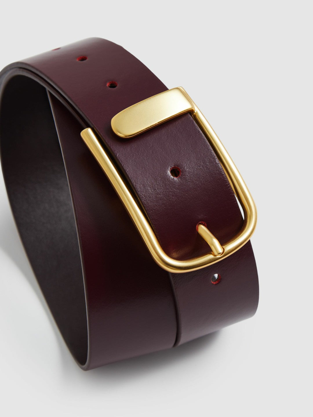 Leather Half Keeper Belt Burgundy | Womens