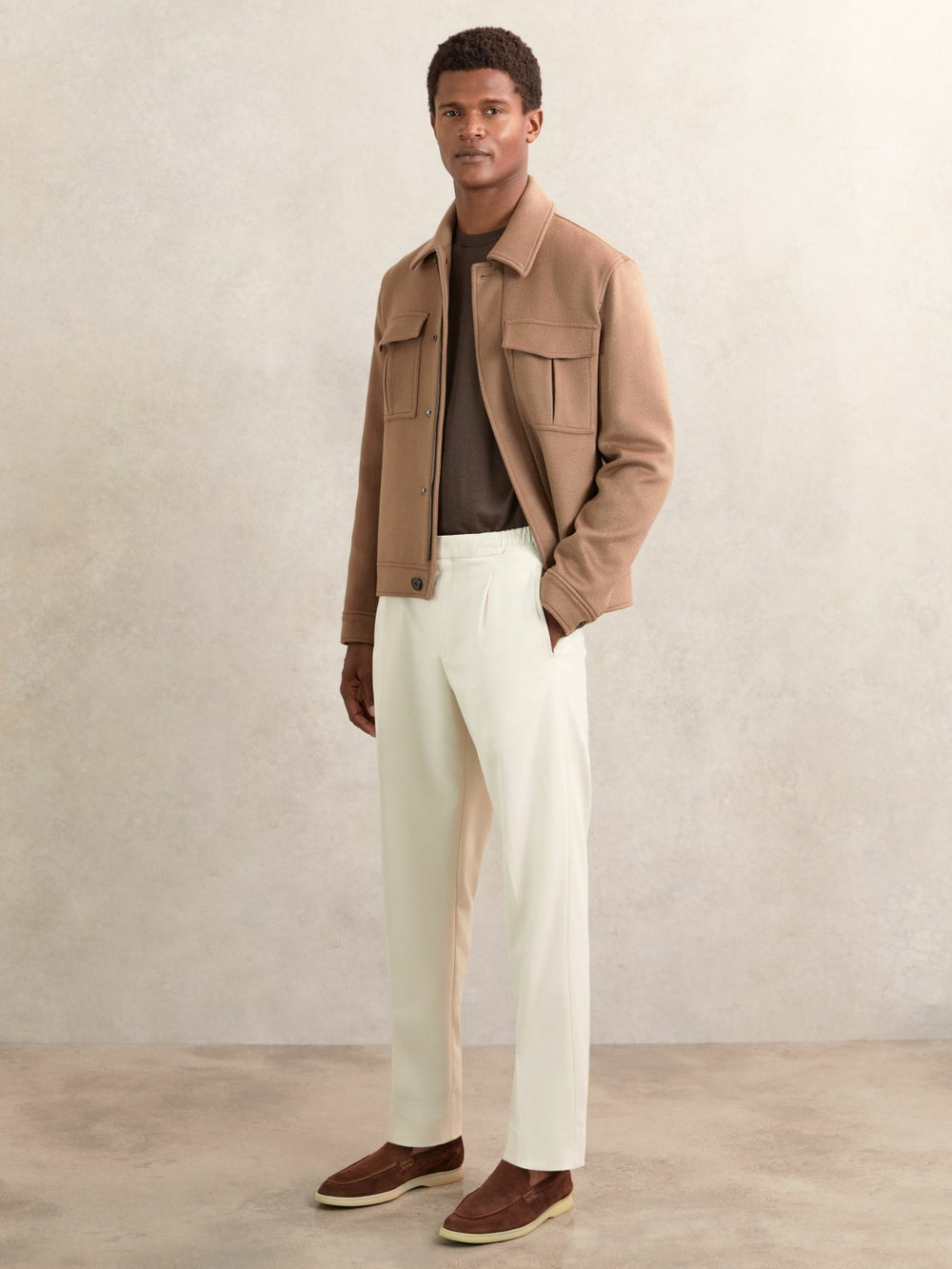 Tapered Drawstring Tailored Trousers Ecru | Mens