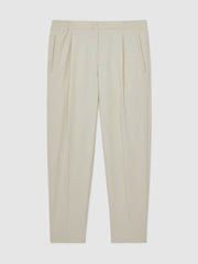 Tapered Drawstring Tailored Trousers Ecru | Mens
