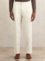 Tapered Drawstring Tailored Trousers Ecru | Mens