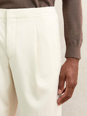 Tapered Drawstring Tailored Trousers Ecru | Mens