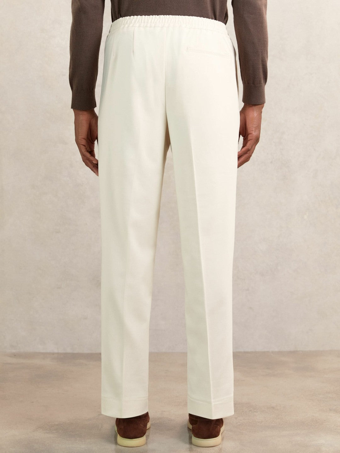 Tapered Drawstring Tailored Trousers Ecru | Mens