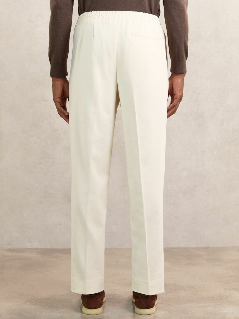 Tapered Drawstring Tailored Trousers Ecru | Mens