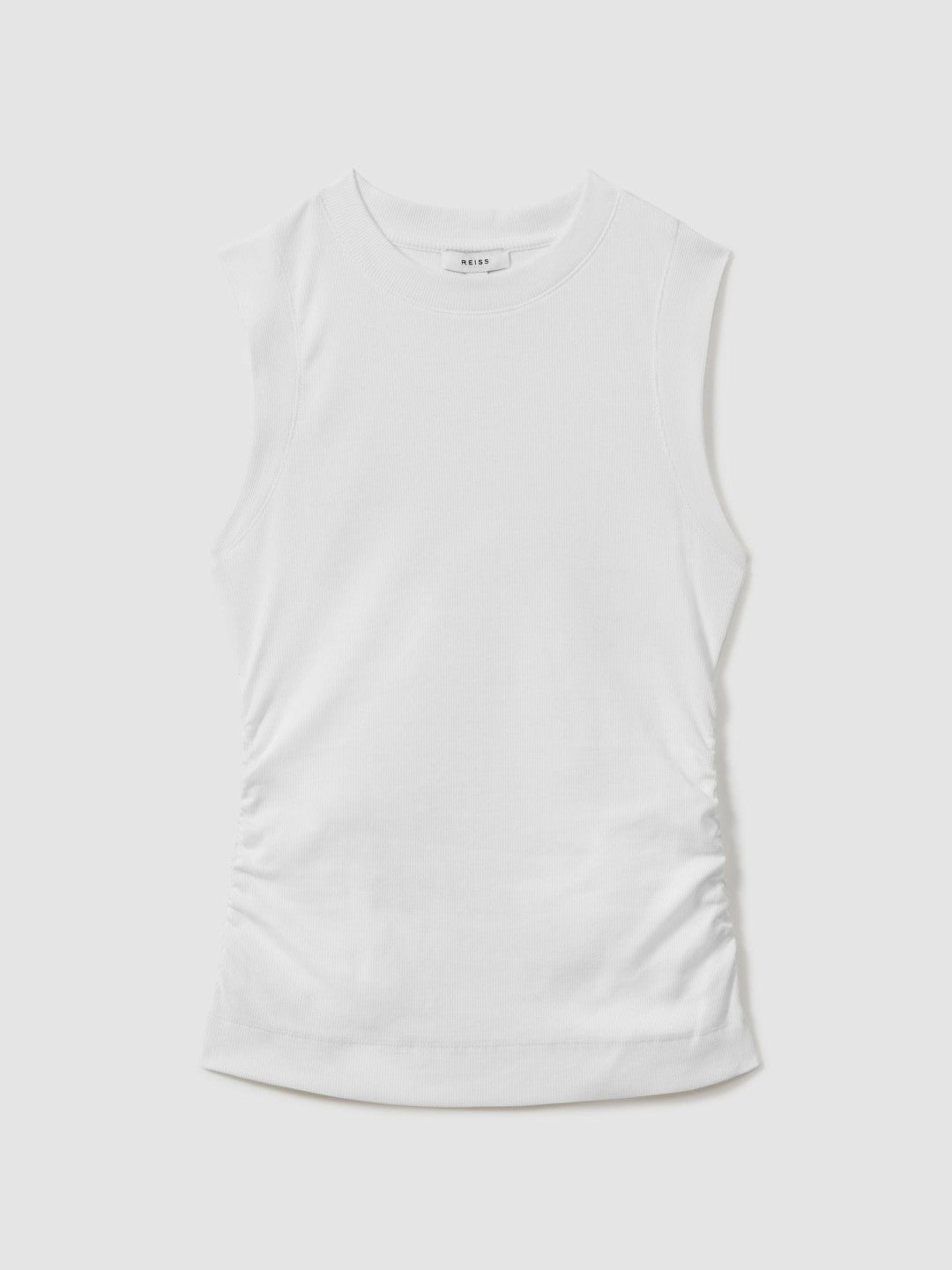 Ribbed Ruched Waist Vest White | Womens