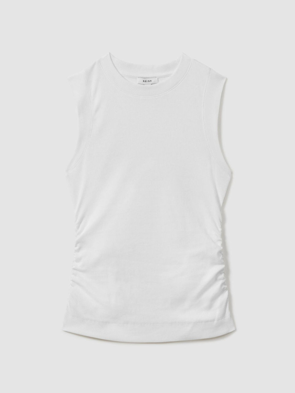 Ribbed Ruched Waist Vest White | Womens