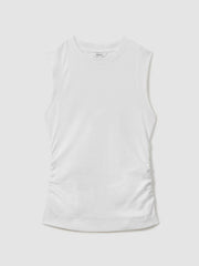 Ribbed Ruched Waist Vest White | Womens