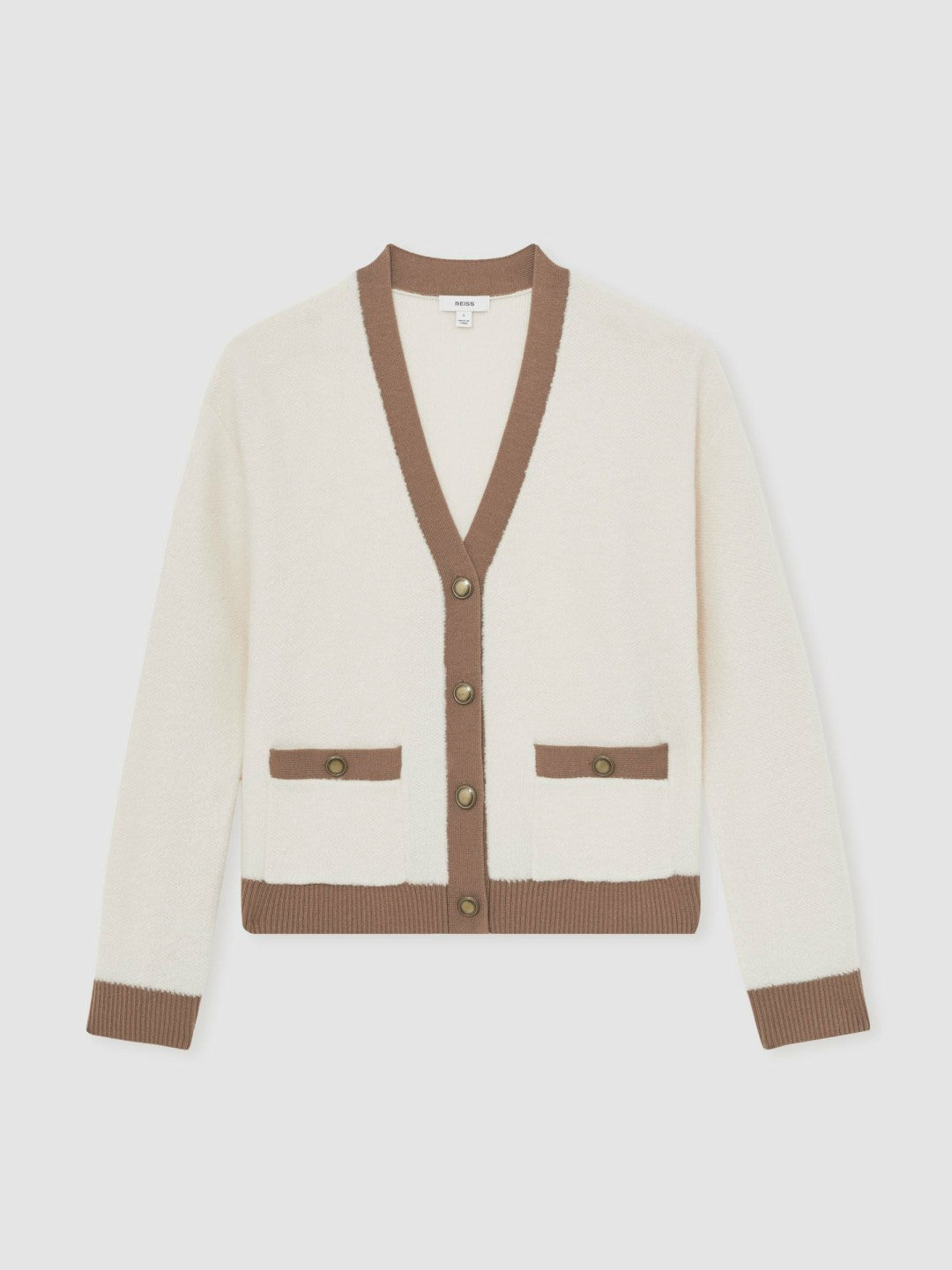 Wool Colourblock Cardigan Cream/Neutral | Womens