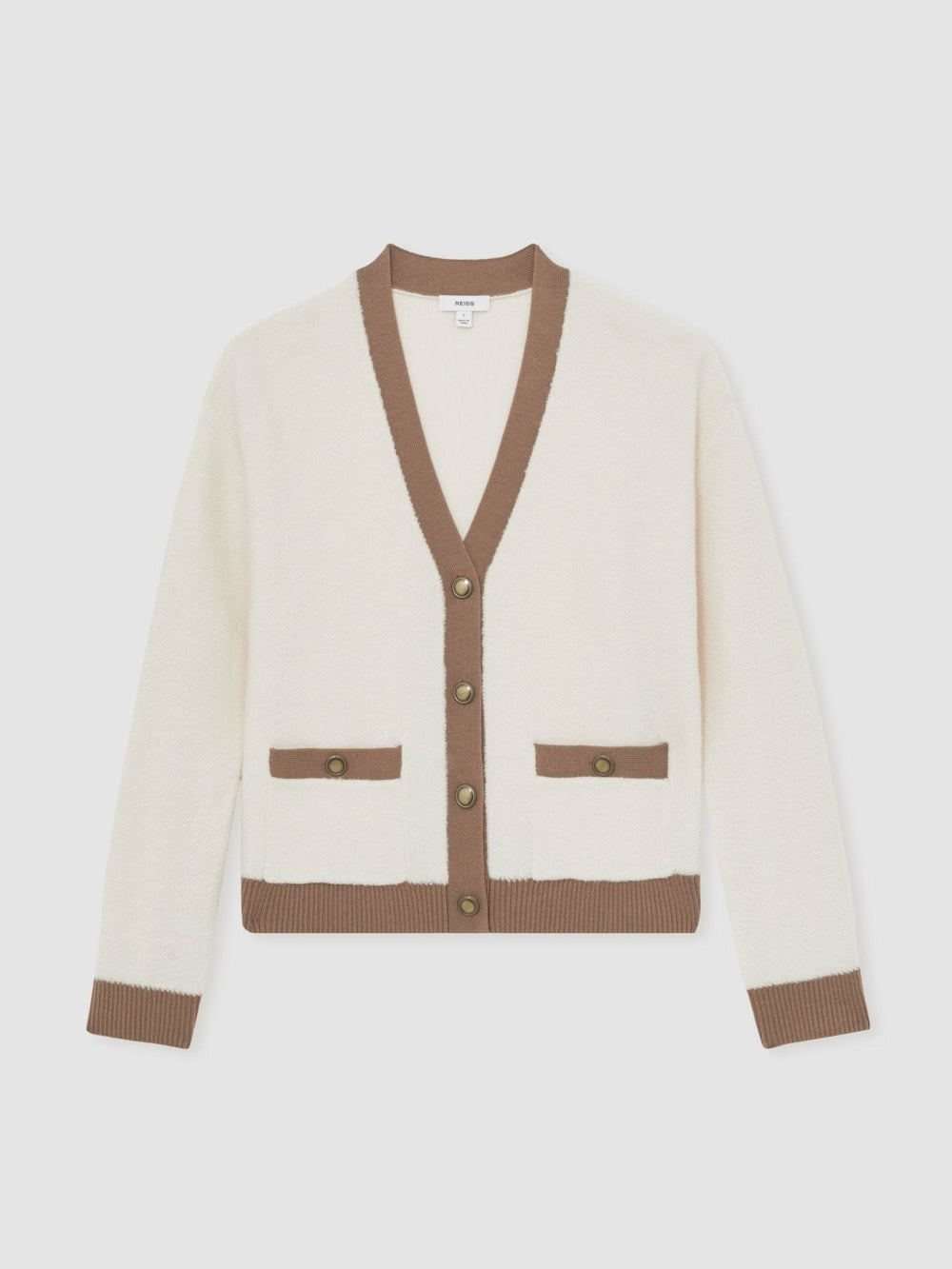 Wool Colourblock Cardigan Cream/Neutral | Womens
