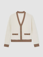 Wool Colourblock Cardigan Cream/Neutral | Womens