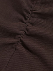 4-9 yrs Cotton Ruched Long-Sleeve T-Shirt with Stretch Chocolate | Children