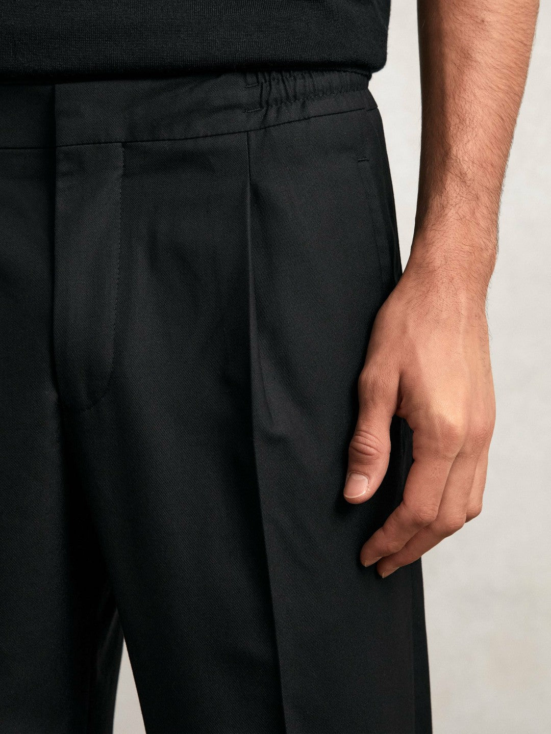 Tapered Drawstring Tailored Trousers Black | Mens