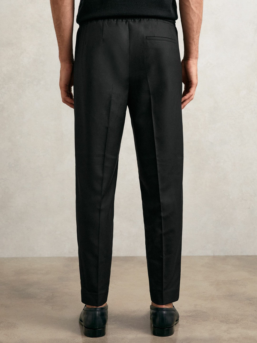 Tapered Drawstring Tailored Trousers Black | Mens