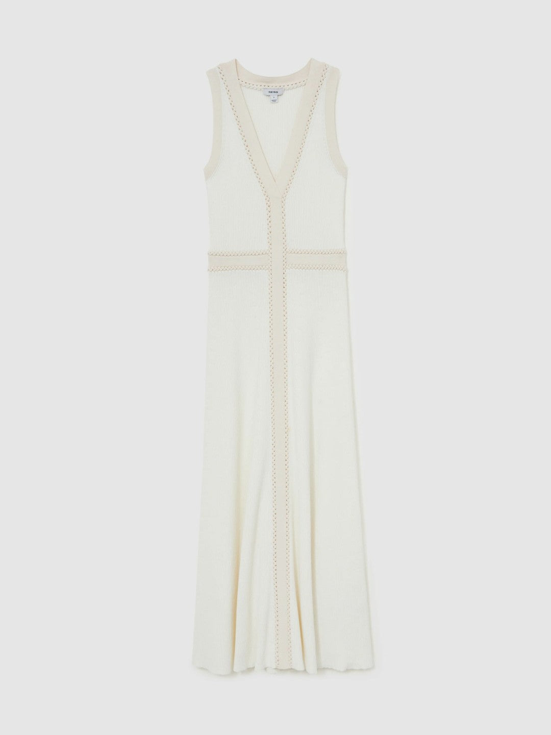 Craft-Stitch Knitted Midi Dress Ivory | Womens