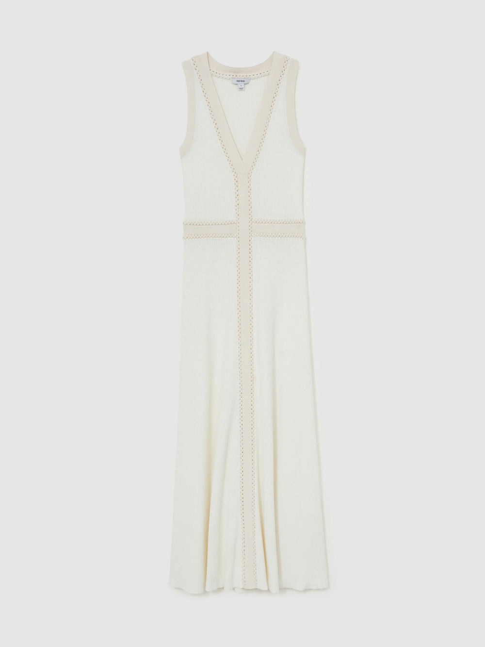 Craft-Stitch Knitted Midi Dress Ivory | Womens