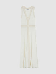 Craft-Stitch Knitted Midi Dress Ivory | Womens
