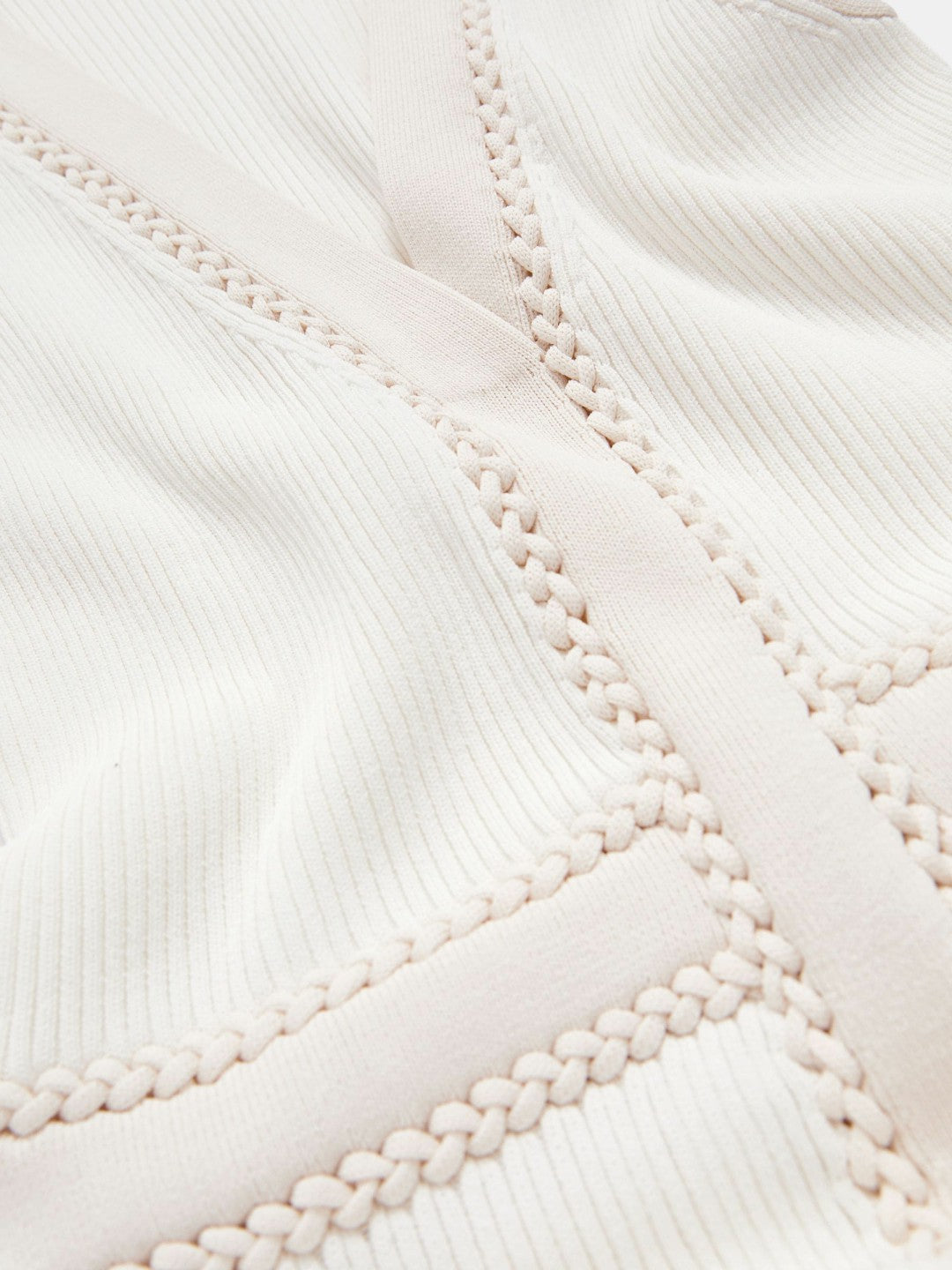 Craft-Stitch Knitted Midi Dress Ivory | Womens