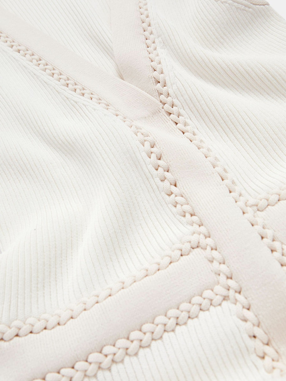 Craft-Stitch Knitted Midi Dress Ivory | Womens