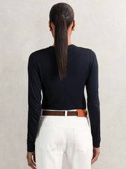 Jersey V-Neck Top Navy | Womens