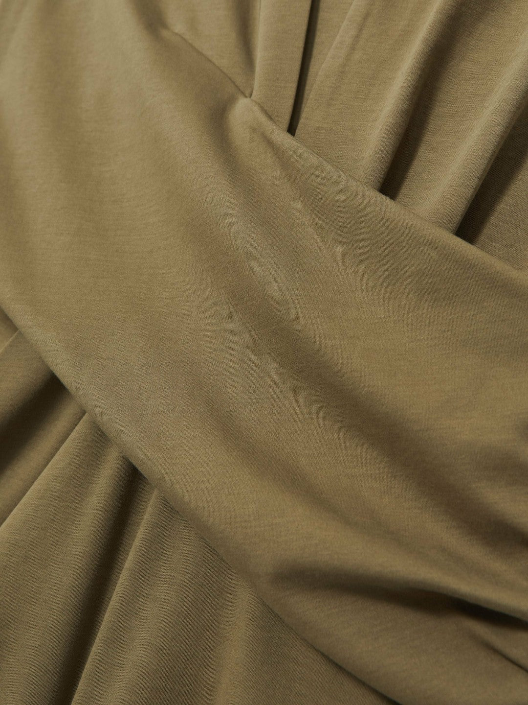 Stretch-Cotton Wrap-Front Collar Top Khaki Green | Womens
