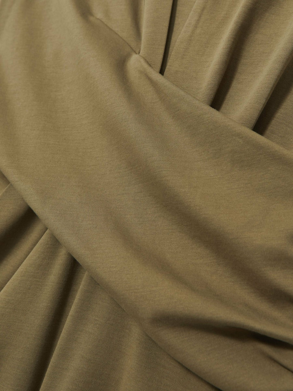 Stretch-Cotton Wrap-Front Collar Top Khaki Green | Womens